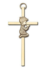 Engravable Praying Boy Brass Cross - FN4410GG-Inspirational Gifts-Bliss Mfg-Yes-Michigan Church Supply