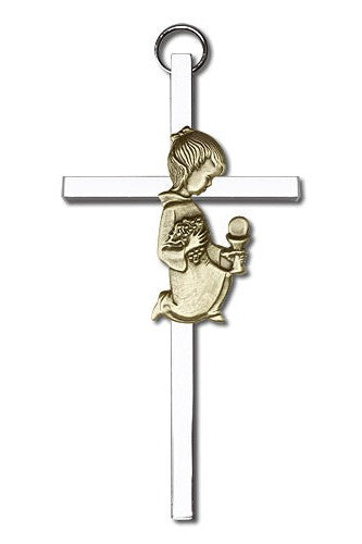 Engraving Communion Girl Cross Silver - FN4420GS-Inspirational Gifts-Bliss Mfg-Yes-Michigan Church Supply