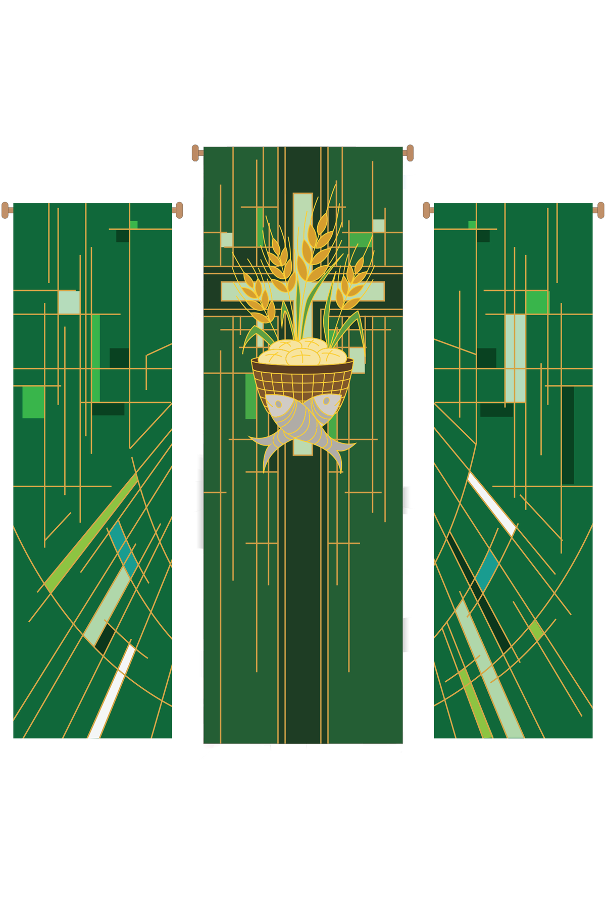 Eucharistic 3 Piece Banner Set - WN766-75169-Church Life-Art Studio Slabbinck-Michigan Church Supply