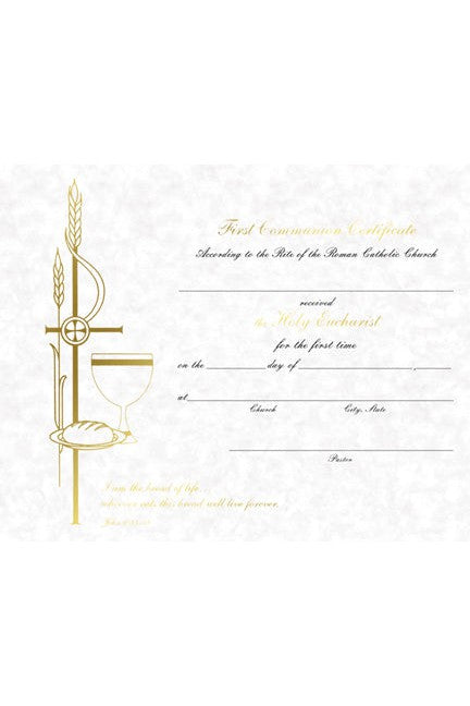 First Communion Certificate - FQXB103-Church Life-Barton Cotton-Michigan Church Supply