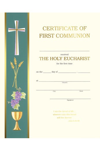 First Communion Certificate - FQXC103-Church Life-Barton Cotton-Michigan Church Supply