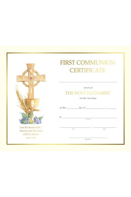 First Communion Certificate - FQXS103-Church Life-Barton Cotton-Michigan Church Supply