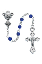 First Communion Rosary w/ Case-Inspirational Gifts-McVan-Blue Glass-Michigan Church Supply