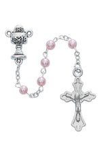 First Communion Rosary w/ Case-Inspirational Gifts-McVan-Pink Pearl-Michigan Church Supply