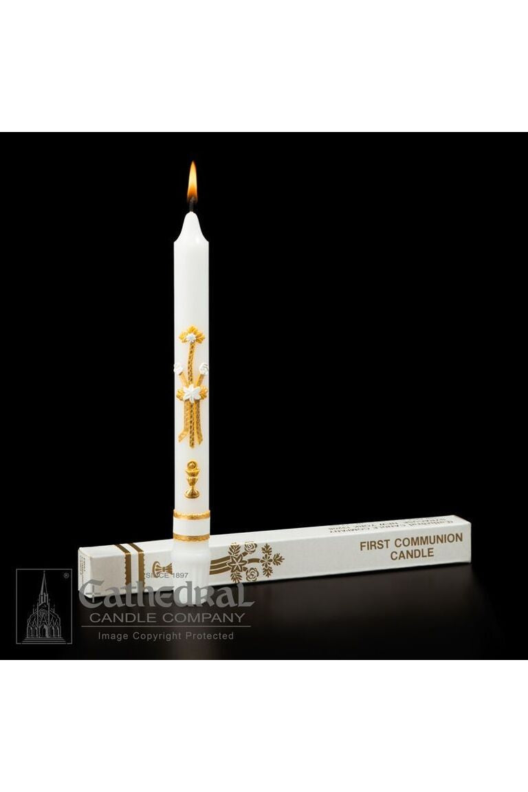 First Holy Communion - GG84201001-Church Life-Cathedral Candle-7/8" x 10-1/4" - GG84201001-Michigan Church Supply