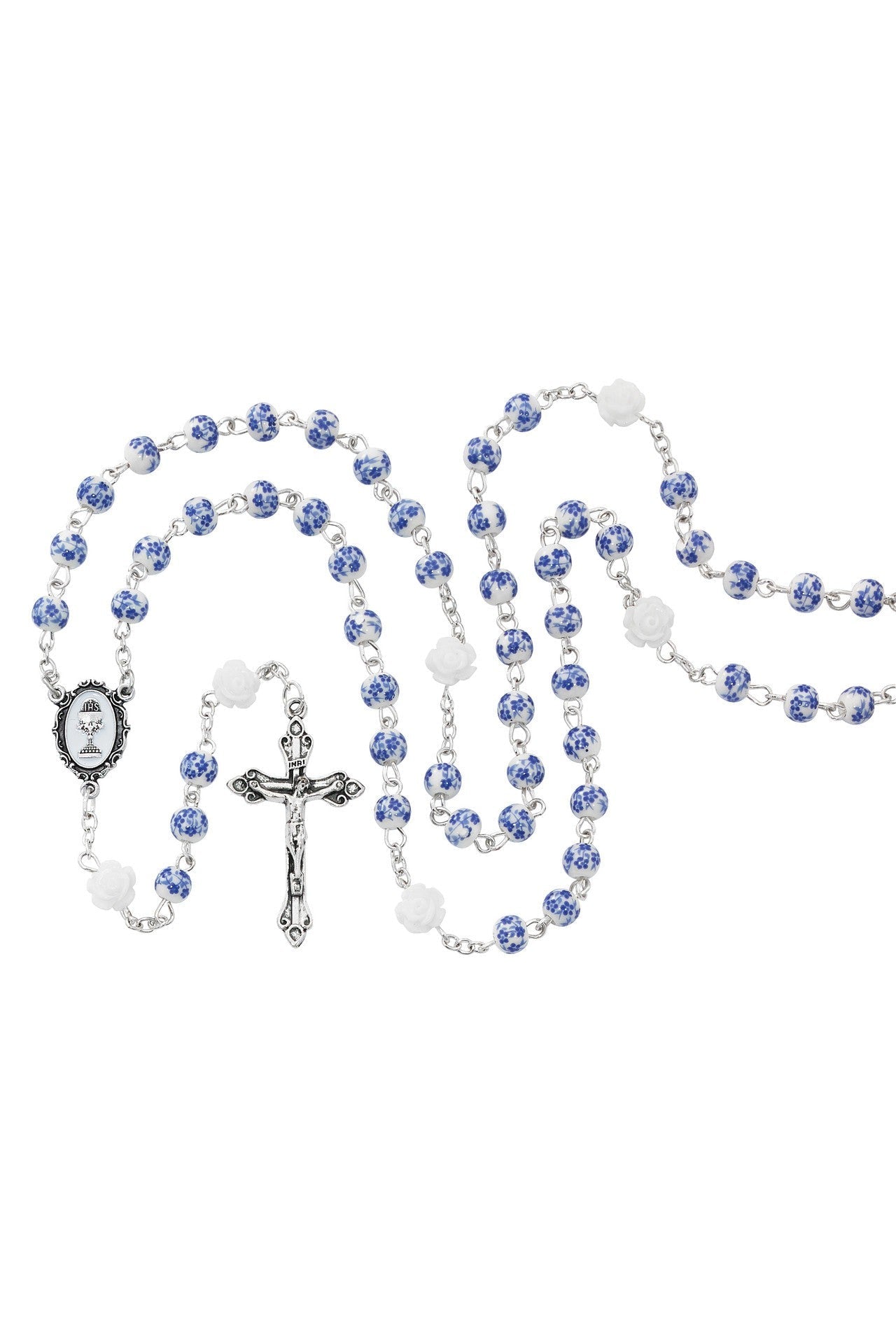 Floral Communion Rosary - UZR767W-Inspirational Gifts-McVan-Michigan Church Supply