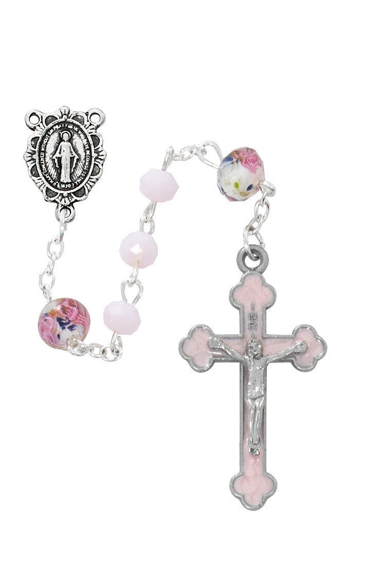 Floral Rosary - UZR897W-Inspirational Gifts-McVan-Michigan Church Supply