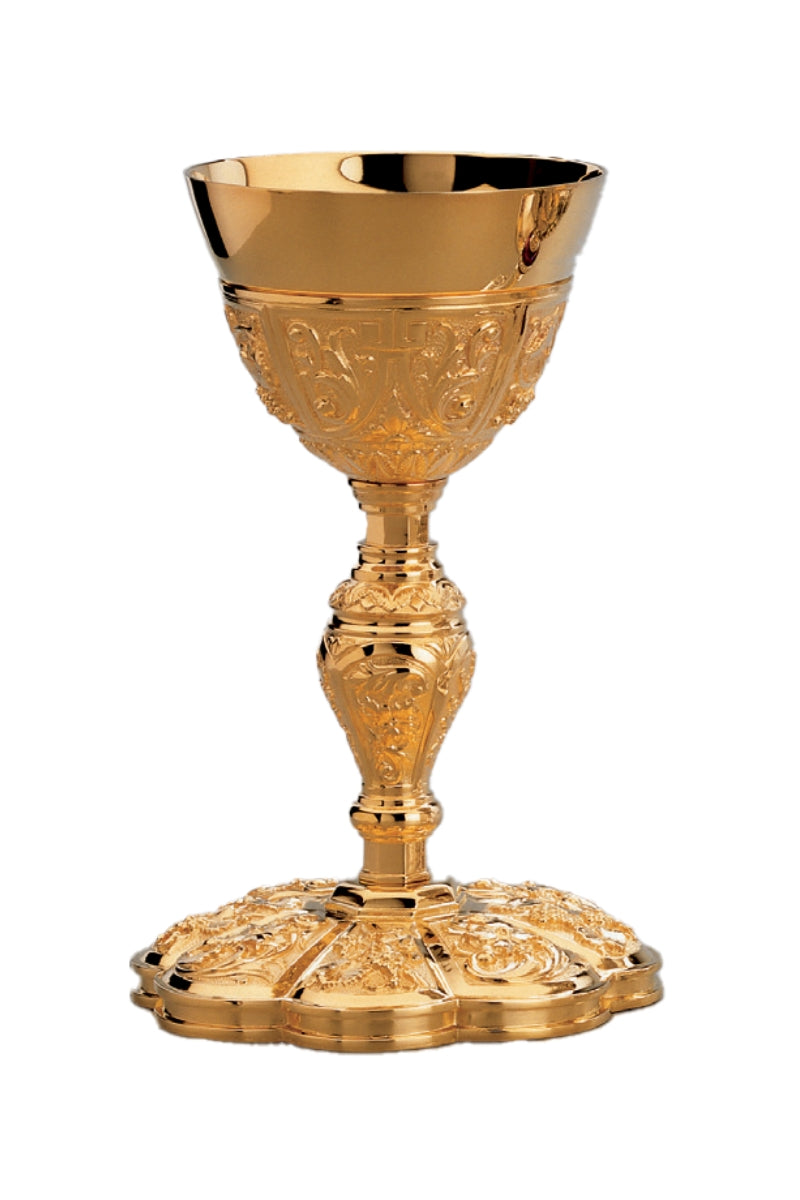 Florentine Chalice and Dish Paten-EW2724-Church Life-Molina/Artistic Silver-Brass Gold Plated-Michigan Church Supply