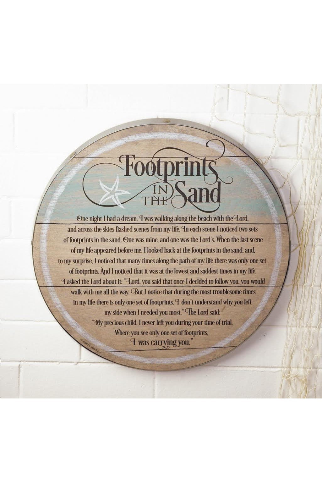 Footprints in the Sand Barrel Lid Plaque-GE57130-Inspirational Gifts-Cathedral Art Medal and CA Gifts-Michigan Church Supply