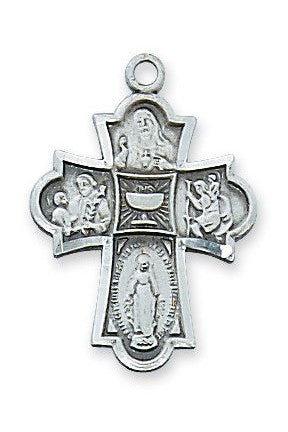 Four Way Medal with Chalice on 18" Chain - UZAN573P-Inspirational Gifts-McVan-Michigan Church Supply