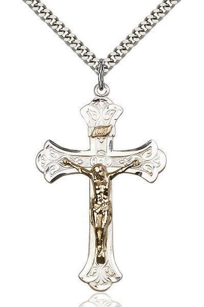 GF/SS Crucifix Medal - FN2642GFSS/24S-Jewelry-Bliss Mfg-Michigan Church Supply