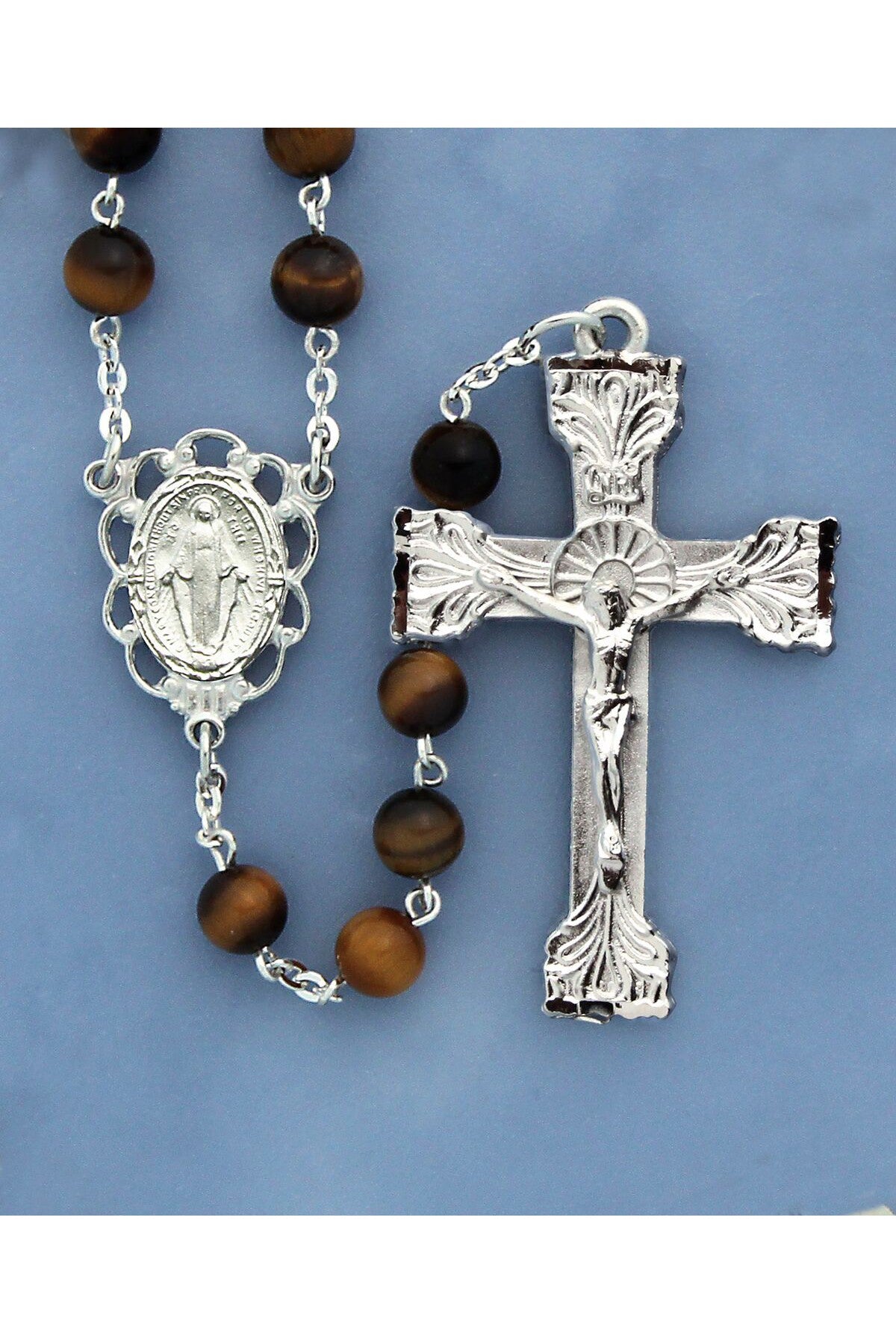 Genuine Gemstone Rosaries Brown Tiger Eye - HX72225-Inspirational Gifts-Devon-Michigan Church Supply