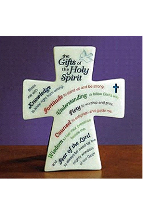 Gifts of the Holy Spirit standing Cross 7-1/8" - GE36302-Inspirational Gifts-Cathedral Art Medal and CA Gifts-Michigan Church Supply