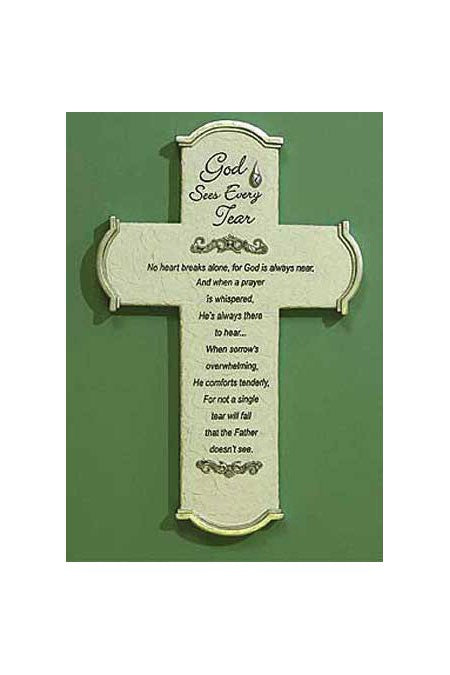 God Sees Every Tear Wall Cross and Gift Card - GE47028-Inspirational Gifts-Cathedral Art Medal and CA Gifts-Michigan Church Supply