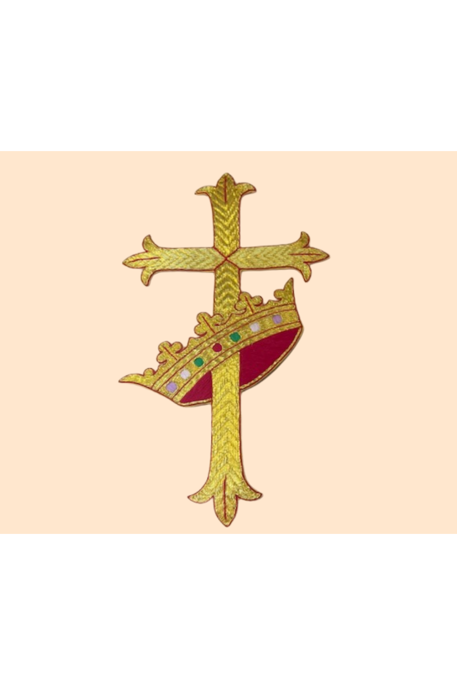 Gold Cross with Crown Applique - MCS837-Church Life-Michigan Church Supply-Michigan Church Supply