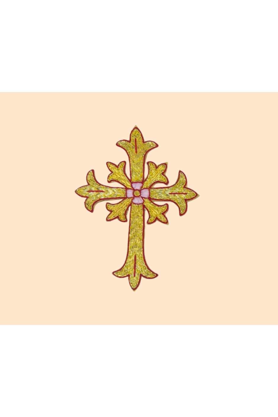 Gold Cross with Flower Applique - MCS838-Church Life-Michigan Church Supply-Michigan Church Supply