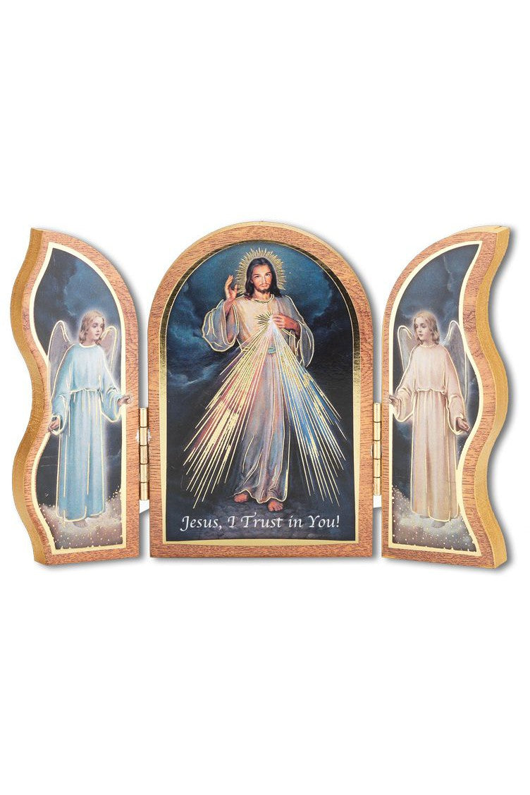 Gold Embossed Divine Mercy Triptych - TA1205123-Inspirational Gifts-Hirten-Michigan Church Supply