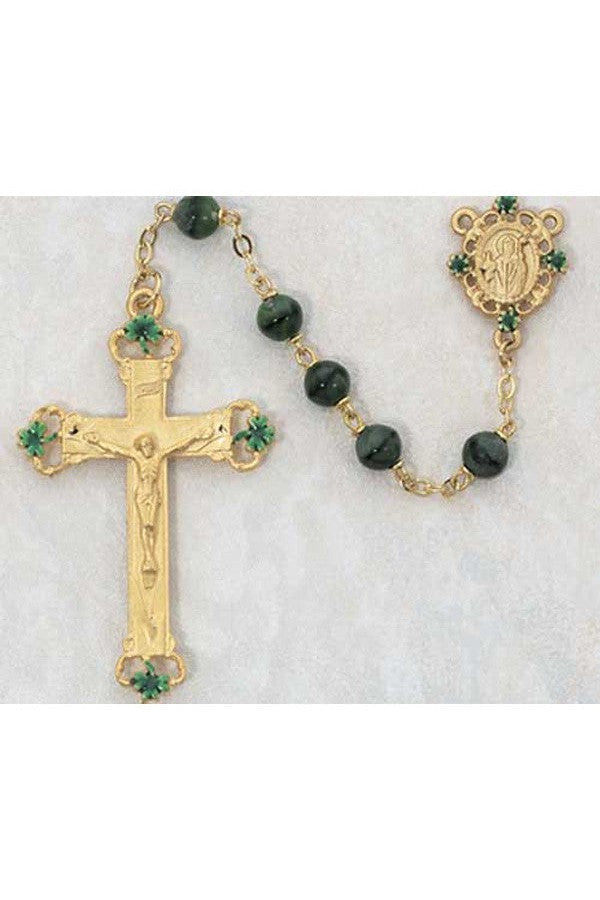 Gold Green Glass Rosary Gift - UZ197HF-Inspirational Gifts-McVan-Michigan Church Supply