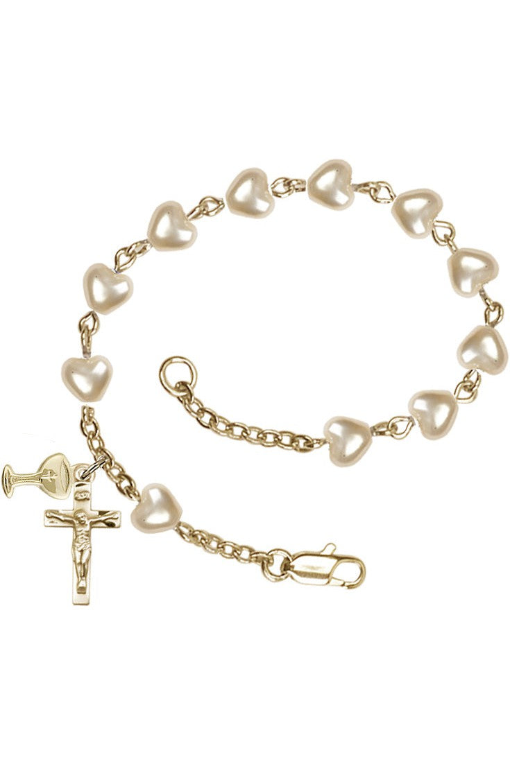 Gold Pearl First Communion Bracelet - FNRB0904CMGW-Jewelry/Inspirational Gifts-Bliss Mfg-Michigan Church Supply