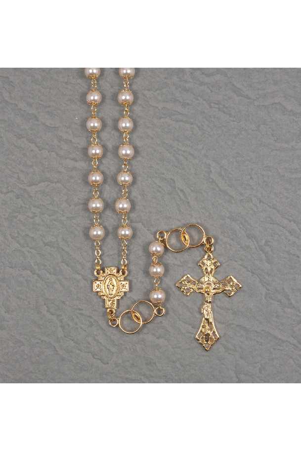 Gold Pearl Wedding Rosary - UL4850117-Inspirational Gifts-Malhame-Michigan Church Supply