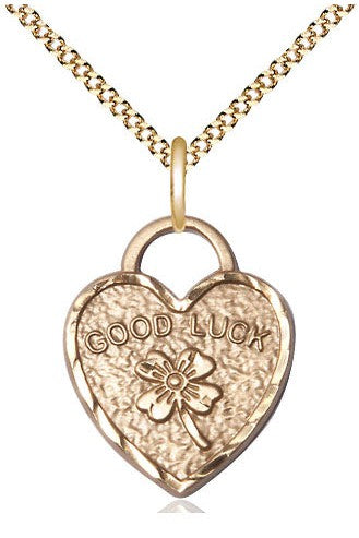 Good Luck Shamrock Heart - FN5105-Jewelry-Bliss Mfg-Gold Filled-Michigan Church Supply