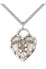 Good Luck Shamrock Heart - FN5105-Jewelry-Bliss Mfg-Sterling Silver-Michigan Church Supply