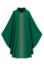 Gothic Chasuble - Green - WN3111-Church Life-Art Studio Slabbinck-stiff roll-collar (4)-Michigan Church Supply