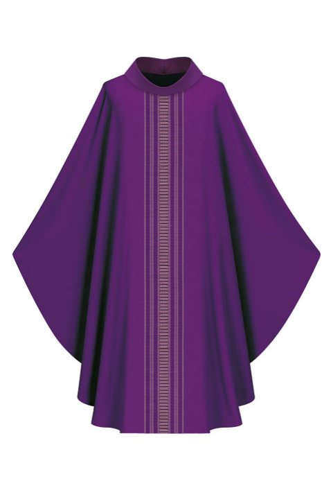 Gothic Chasuble - Purple - WN3111-Church Life-Art Studio Slabbinck-stiff roll-collar (4)-Michigan Church Supply