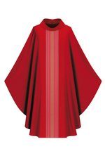 Gothic Chasuble - Red - WN3111-Church Life-Art Studio Slabbinck-stiff roll-collar (4)-Michigan Church Supply