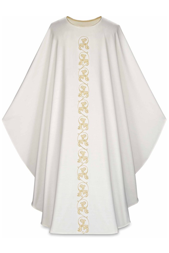 Gothic Chasuble - White - WN5224 / WN5223-Church Life-Art Studio Slabbinck-Plain-Michigan Church Supply