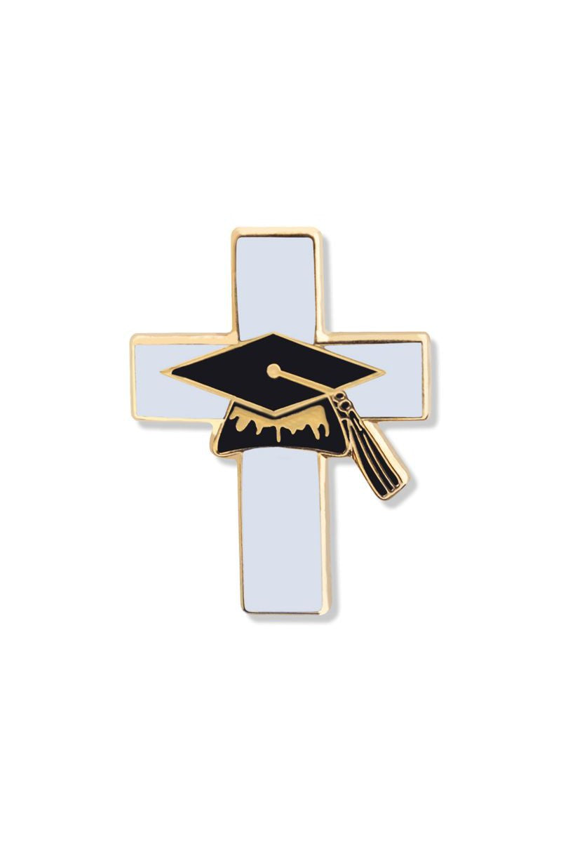 Graduation Gold Cross Lapel Pin - WOCG954-Inspirational Gifts-Singer-Michigan Church Supply