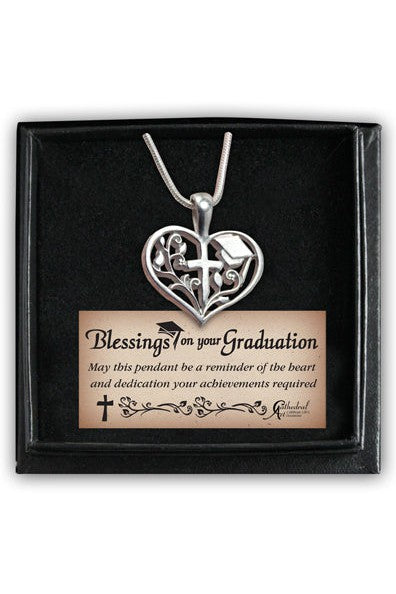 Graduation Heart Pendant - GEPL316-Inspirational Gifts-Cathedral Art Medal and CA Gifts-Michigan Church Supply