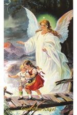 Guardian Angel Holy Card - LAHCGA-Inspirational Gifts-RELIGIOUS ART INC-Paper 100 pk-Michigan Church Supply