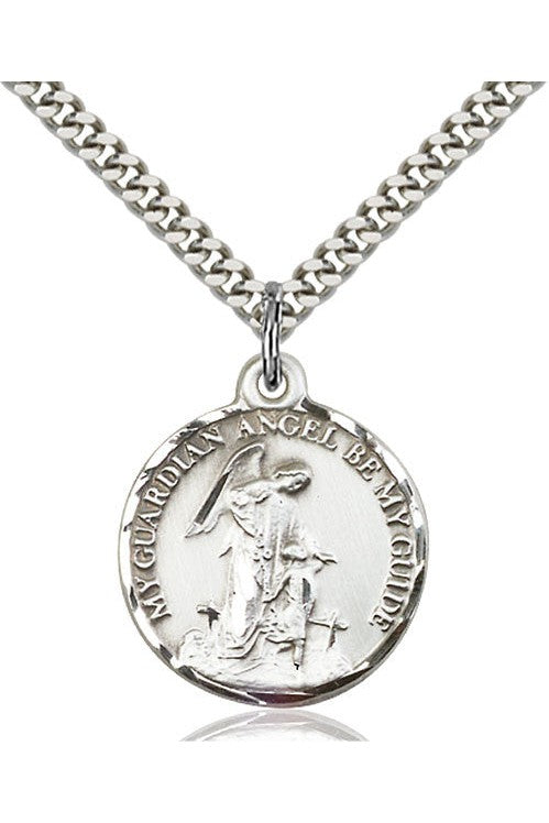 Guardian Angel Medal - FN0341-Jewelry-Bliss Mfg-Sterling Silver-Michigan Church Supply