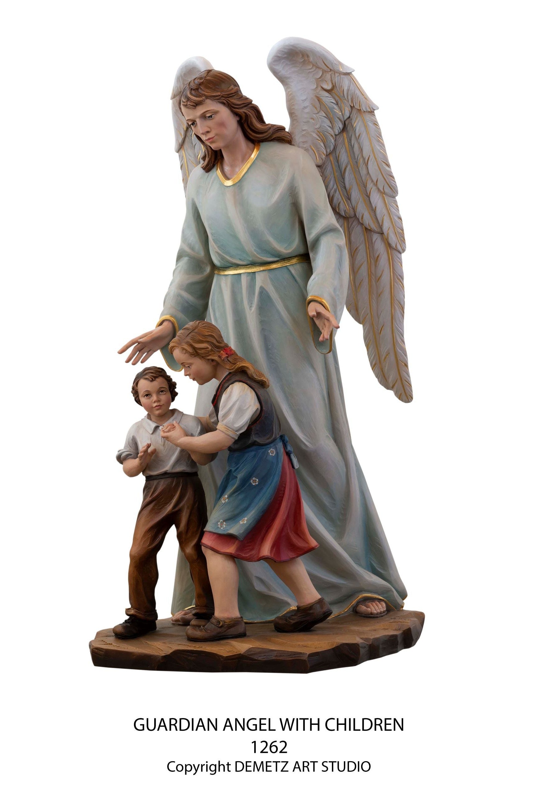 Guardian Angel with Child - HD1262-Church Life-Demetz-Fiberglass 48"-Michigan Church Supply