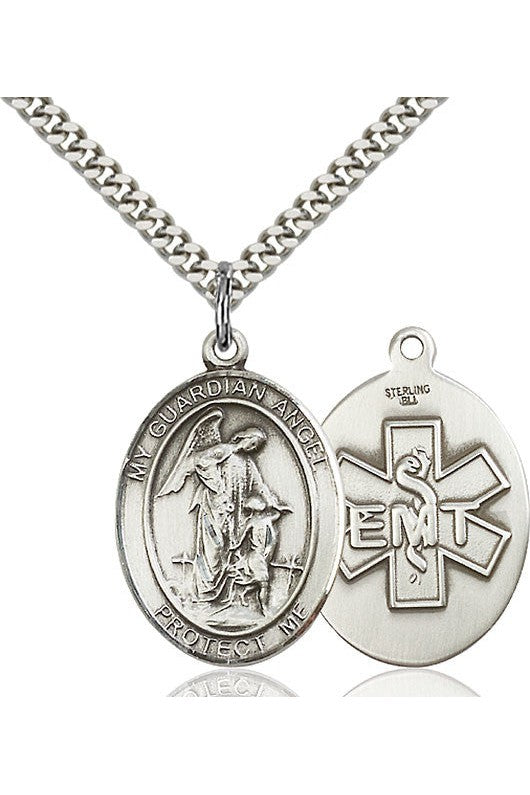 Guardian Angel/EMT Medal - FN7118-Jewelry-Bliss Mfg-Sterling Silver-Michigan Church Supply