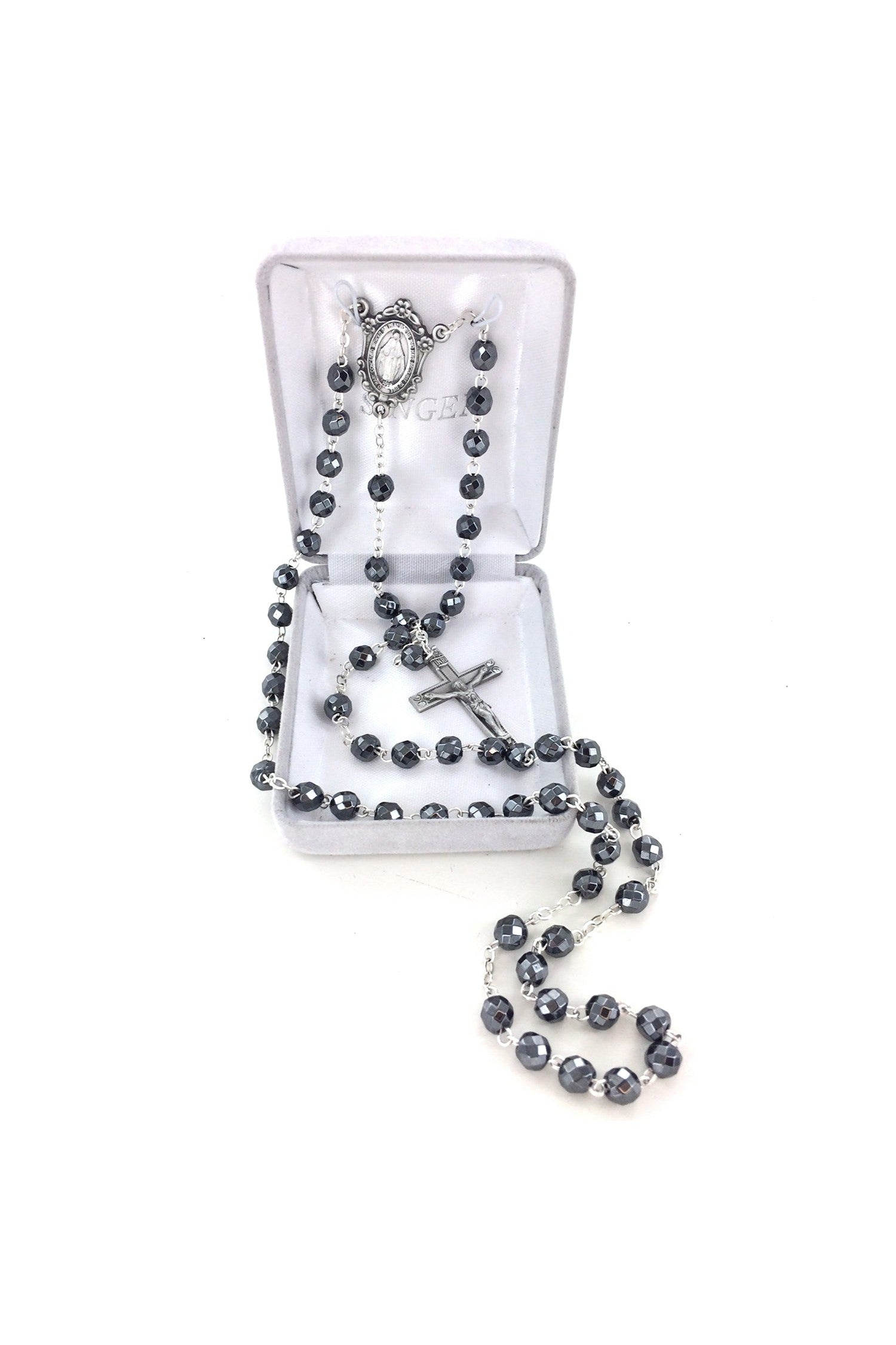 Hematite Bead Rosary - WOSR4009JC-Inspirational Gifts-Singer-Michigan Church Supply