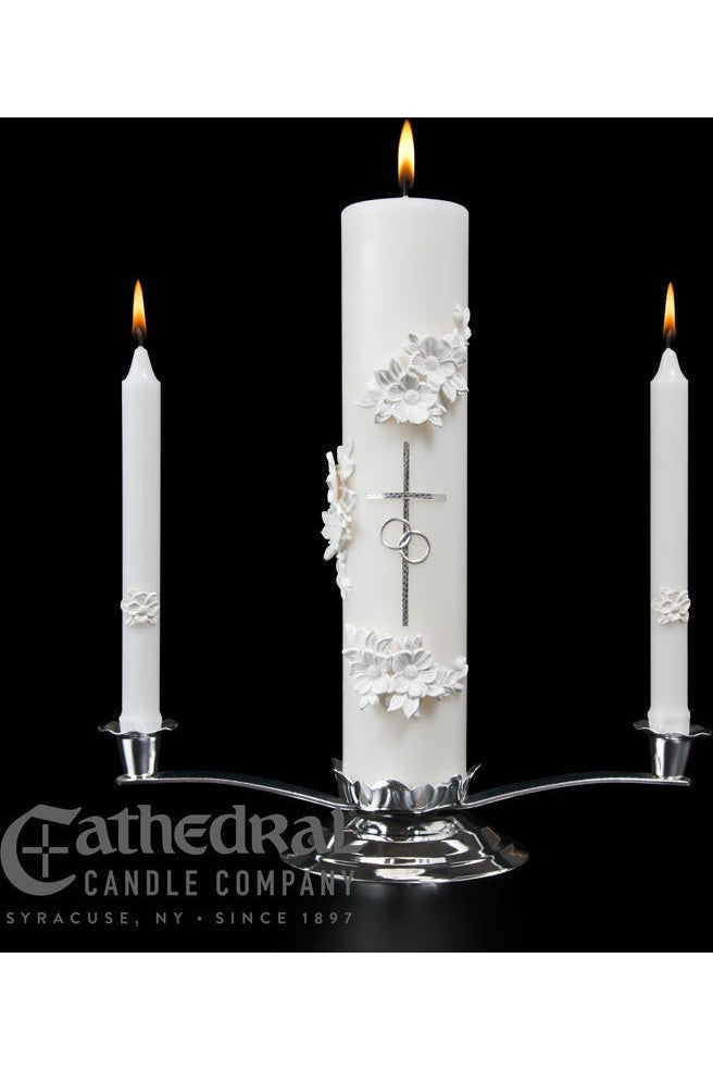 Holy Matrimony Wedding Ensemble - GG84401201-Inspirational Gifts-Cathedral Candle-Silver-Full Set - GG84401501-Michigan Church Supply