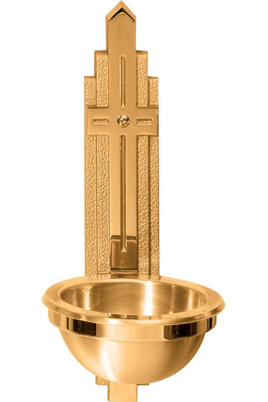 Holy Water Font-JL2519-83A-Church Life-Progressive Bronze-1-3/4" x 9-1/2"-High Polish-Michigan Church Supply