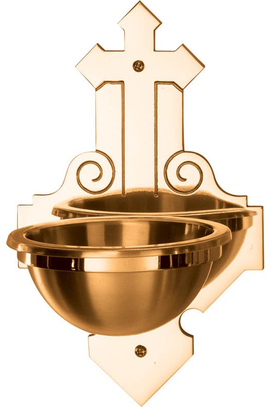 Holy Water Font-JL2526-83C-Church Life-Progressive Bronze-High Polish-Michigan Church Supply