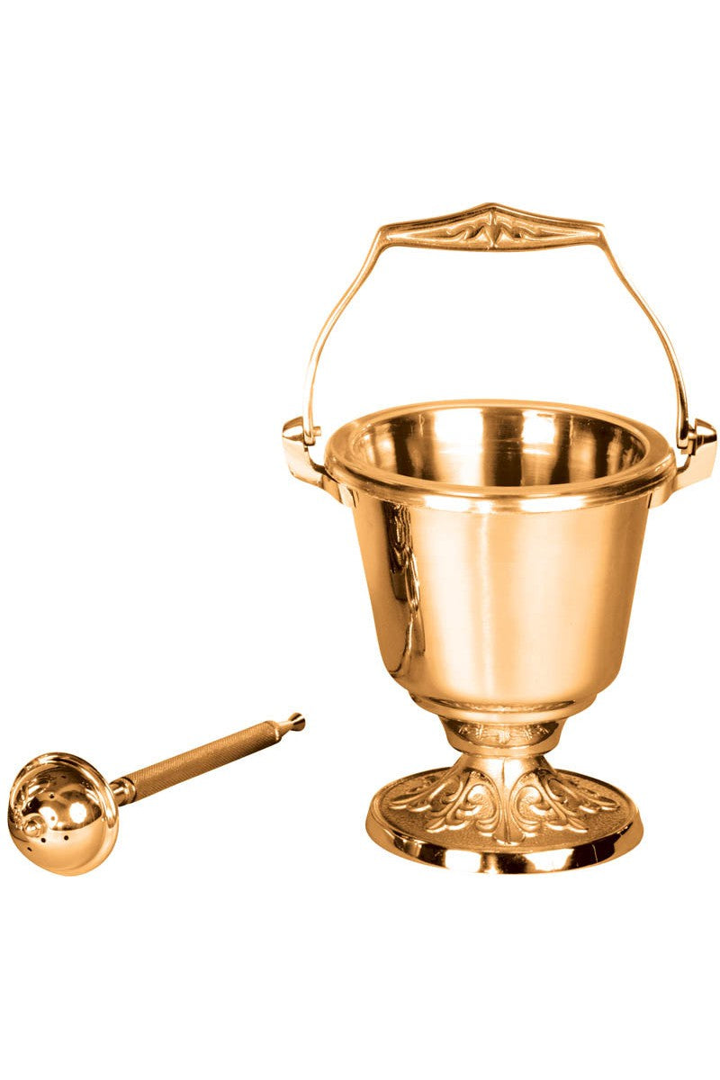 Holy Water Pot with Sprinkler-JL232-29-Church Life-Progressive Bronze-High Polish-Michigan Church Supply