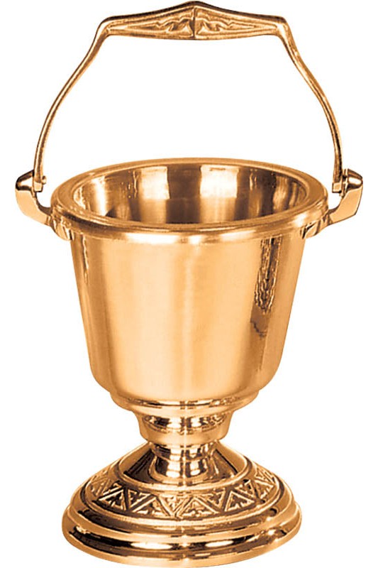 Holy Water Pot with Sprinkler-JL240-29-Church Life-Progressive Bronze-High Polish-Michigan Church Supply