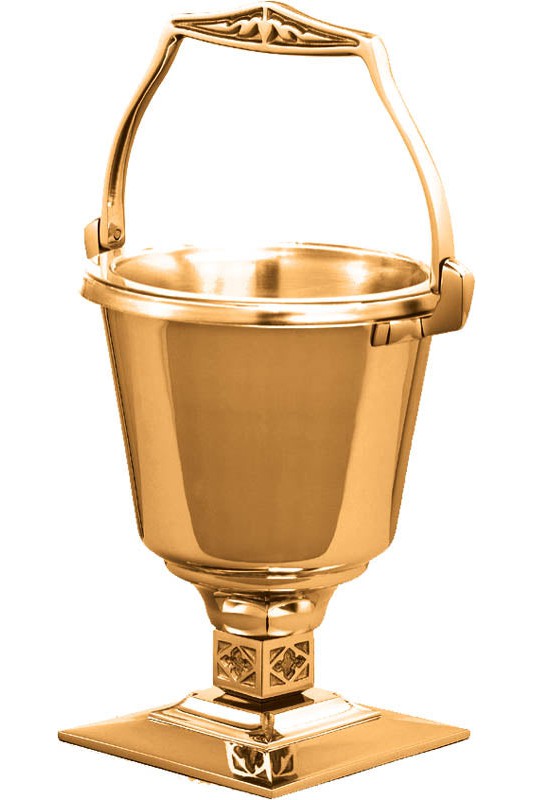 Holy Water Pot with Sprinkler-JL408-29-Church Life-Progressive Bronze-High Polish-Michigan Church Supply