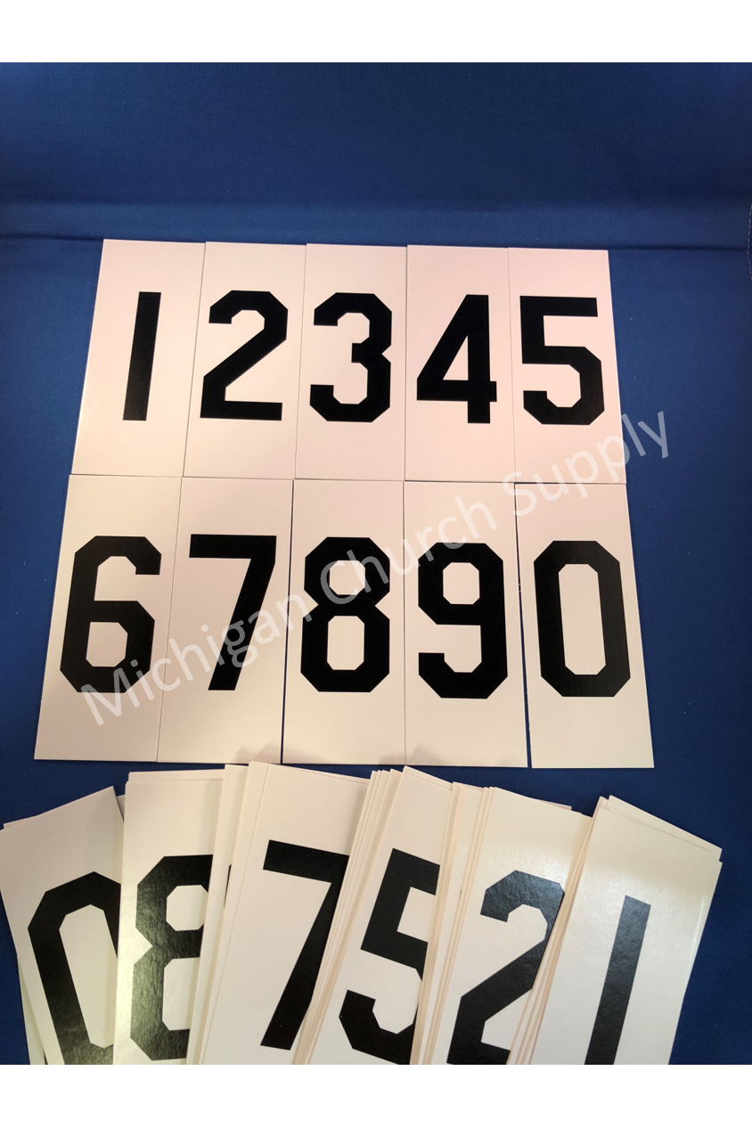 Hymn Board Number Set - 3"- 5" Cut Height - TS10026-Church Life-Flynn MFG-3"-Michigan Church Supply