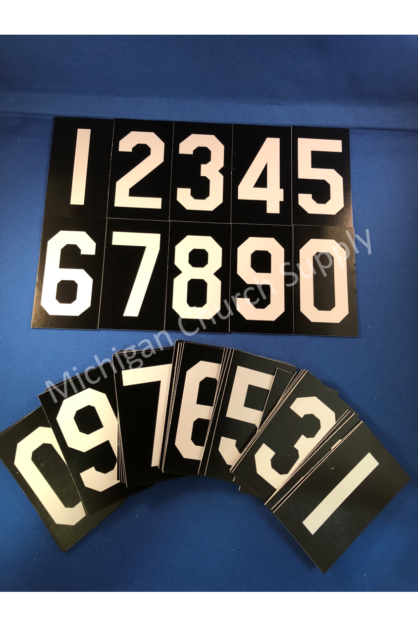 Hymn Board Numbers Set B - 2-15/16" Cut Height Only - TS10022-Church Life-Flynn MFG-Michigan Church Supply