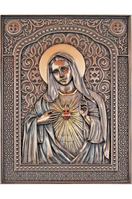 Immaculate Heart of Mary Wall Plaque - ZWSR77830-Inspirational Gifts-Goldscheider of Vienna-Michigan Church Supply