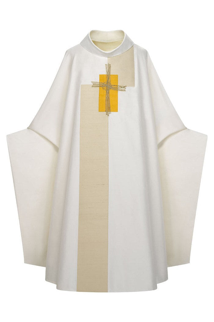 Intarsia - Piano chasuble - White - WN2-90102-Church Life-Art Studio Slabbinck-Michigan Church Supply