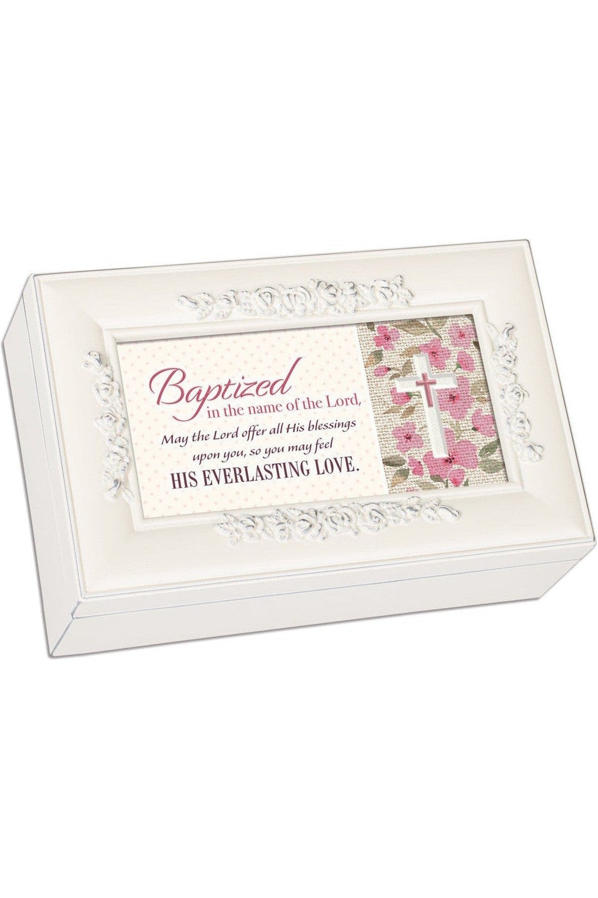 Ivory Petite Rose Music Box Baptism - GPPRIVJESUS-Inspirational Gifts-Cottage Garden-Michigan Church Supply