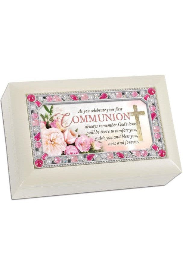 Ivory and Pink Petite First Communion Music Box - GPPJGIVJESUS-Inspirational Gifts-Cottage Garden-Michigan Church Supply