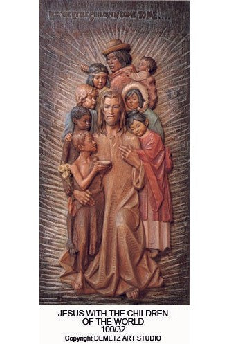 Jesus with Children of the World - High Relief - HD10032-Church Life-Demetz-Fiberglass 18"-Michigan Church Supply